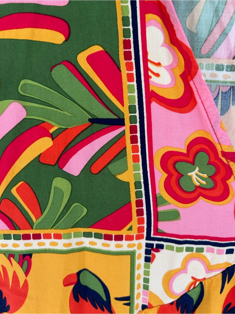 Tropical Patchwork Maxi Dress - Pink, Green & Yellow - Picture 8 of 8